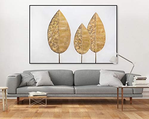 KunstLoft® XXL Gemälde Cypress Avenue 180x120cm | original handgemalte Bilder | Blätter Natur Goldglanz abstrakt | Leinwand-Bild Ölgemälde einteilig groß | Modernes Kunst Ölbild