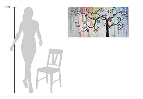 KunstLoft® Acryl Gemälde Knotenpunkte 120x60cm | original handgemalte Leinwand Bilder XXL | Baum Natur Bunt Kreise | Wandbild Acrylbild moderne Kunst einteilig mit Rahmen