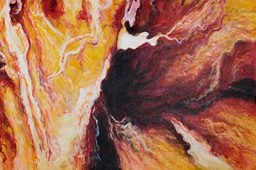 KunstLoft® XXL Gemälde Blütenherz 200x100cm | original handgemalte Bilder | Abstrakt Blume Gelb Rot XXL | Leinwand-Bild Ölgemälde einteilig groß | Modernes Kunst Ölbild