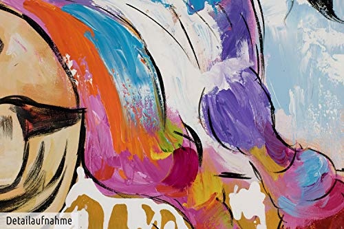 KunstLoft® Acryl Gemälde Cow at Carnival 60x60cm | original handgemalte Leinwand Bilder XXL | Kuh Abstrakt Bunt Deko | Wandbild Acrylbild moderne Kunst einteilig mit Rahmen