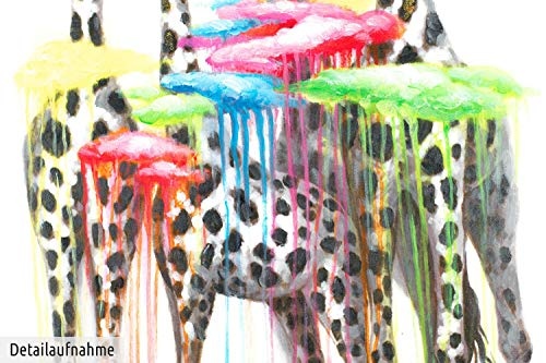 KunstLoft® Acryl Gemälde Fabulous Giraffes 100x70cm | original handgemalte Leinwand Bilder XXL | Girafffen Wolken Tiere Natur Modern | Wandbild Acrylbild moderne Kunst einteilig mit Rahmen
