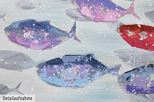 KunstLoft® Acryl Gemälde Surround me 120x60cm | original handgemalte Leinwand Bilder XXL | Fische Tiere Bunt | Wandbild Acryl bild moderne Kunst einteilig mit Rahmen