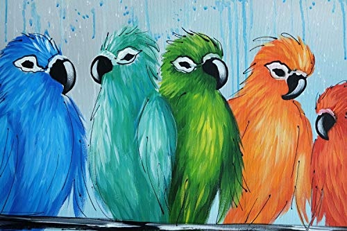 KunstLoft® Acryl Gemälde Enger Zusammenhalt 140x70cm | original handgemalte Leinwand Bilder XXL | Vögel Bunt Natur Papagei Tier | Wandbild Acrylbild Moderne Kunst einteilig mit Rahmen