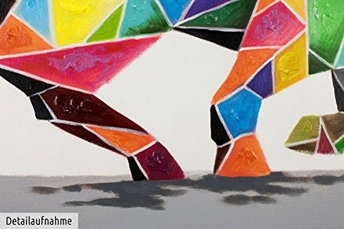 KunstLoft® Acryl Gemälde Geometric Strength 120x80cm | original handgemalte Leinwand Bilder XXL | Stier Bunt Tier Farben | Wandbild Acrylbild moderne Kunst einteilig mit Rahmen