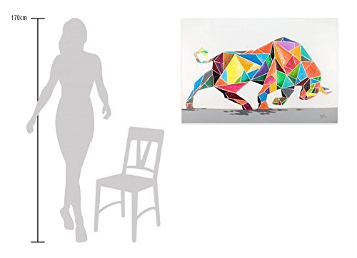 KunstLoft® Acryl Gemälde Geometric Strength 120x80cm | original handgemalte Leinwand Bilder XXL | Stier Bunt Tier Farben | Wandbild Acrylbild moderne Kunst einteilig mit Rahmen