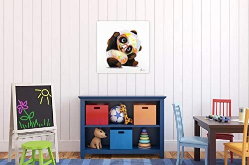 KunstLoft® Acryl Gemälde Hipster Panda 60x60cm | original handgemalte Leinwand Bilder XXL | Bunt Tier Panda Bär für Kinderzimmer für Mädchen & Jungen | Wandbild Acrylbild moderne Kunst mit Rahmen