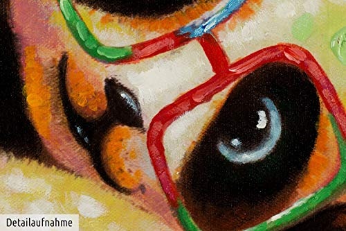 KunstLoft® Acryl Gemälde Hipster Panda 60x60cm | original handgemalte Leinwand Bilder XXL | Bunt Tier Panda Bär für Kinderzimmer für Mädchen & Jungen | Wandbild Acrylbild moderne Kunst mit Rahmen