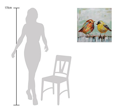 KunstLoft Bild von Mann zu Mann 60x60cm | handbemalter Kunstdruck | Vogel Bunt Tier | signiertes Wandbild-Unikat | Acrylbild auf Leinwand | Modernes Kunst Bild | auf Keilrahmen