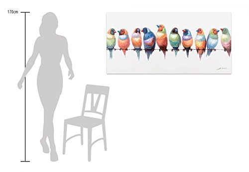 KunstLoft® Acryl Gemälde Noisy Twitter 120x60cm | original handgemalte Leinwand Bilder XXL | Bunt Vögel Freunde Tiere | Wandbild Acrylbild moderne Kunst einteilig mit Rahmen