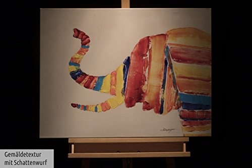 KunstLoft® Acryl Gemälde All Parts 80x60cm | original handgemalte Leinwand Bilder XXL | Elefant Tier Bunt Afrika Savanne | Wandbild Acrylbild moderne Kunst einteilig mit Rahmen