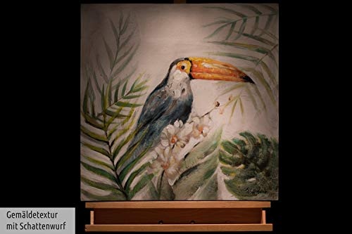KunstLoft® Gemälde Baron Tukan 60x60cm | original handgemalte Leinwand Bilder XXL | Vogel Tukan Tier Bunt Dschungel | Wandbild Acryl bild moderne Kunst einteilig mit Rahmen
