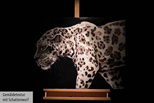 KunstLoft Acryl Gemälde Majestätisch 80x60cm | original handgemalte Leinwand Bilder XXL | Tierbild Jaguar Tier Raubkatze Afrika Schwarz | Wandbild Acryl bild moderne Kunst einteilig mit Rahmen