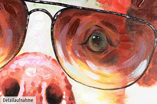 KunstLoft® Acryl Gemälde Smoking Hot Bacon 80x80cm | original handgemalte Leinwand Bilder XXL | Schwein Zigarre Bunt Tier | Wandbild Acrylbild moderne Kunst einteilig mit Rahmen