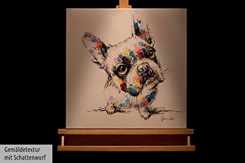 KunstLoft® Acryl Gemälde Kesse Schnauze 50x50cm | original handgemalte Leinwand Bilder XXL | Hund Weiß Bunt Tier | Wandbild Acrylbild moderne Kunst einteilig mit Rahmen