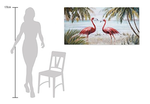 KunstLoft Acryl Gemälde Flitterwochen 120x60cm | Original handgemalte Leinwand Bilder XXL | Flamingo Tiere Urlaub Sommer | Wandbild Acrylbild Moderne Kunst Einteilig mit Rahmen