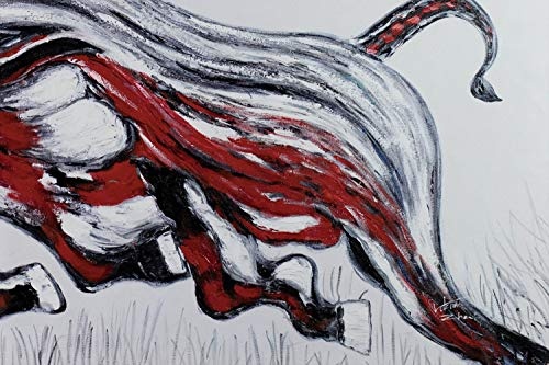 KunstLoft® XXL Gemälde Dia-Bull-o 180x120cm | original handgemalte Bilder | Tier Stier Schwarz Rot XXL | Leinwand-Bild Ölgemälde einteilig groß | Modernes Kunst Ölbild