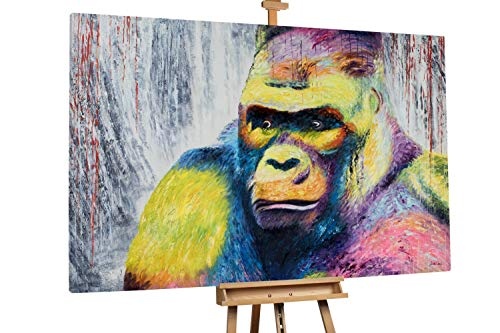 KunstLoft® XXL Gemälde Grumpy Gorilla 180x120cm | original handgemalte Bilder | Gorilla AFFE Tier Bunt | Leinwand-Bild Ölgemälde einteilig groß | Modernes Kunst Ölbild