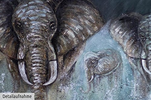 KunstLoft® XXL Gemälde Erhabene Geschöpfe 200x100cm | original handgemalte Bilder | Elefanten Tiere Braun Afrika | Leinwand-Bild Ölgemälde einteilig groß | Modernes Kunst Ölbild