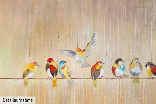 KunstLoft® XXL Gemälde Versammlung der 12 200x100cm | original handgemalte Bilder | Vögel Tier Fliegen Beige | Leinwand-Bild gemälde einteilig groß | Modernes Kunst bild