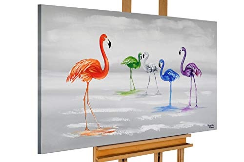 KunstLoft® Acryl Gemälde Farbige Flamingos...