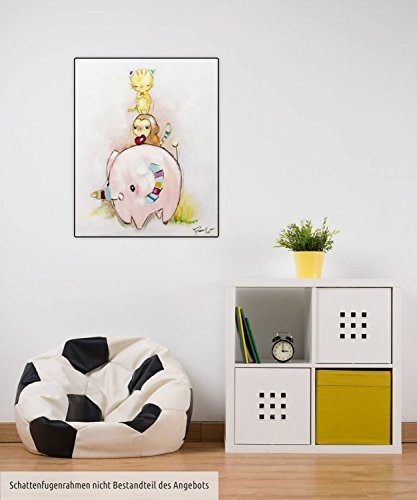 KunstLoft® Acryl Gemälde 3 of a Kind 50x60cm | original handgemalte Leinwand Bilder XXL | Tiere Kind Fabelwesen Affe Katze | Wandbild Acrylbild moderne Kunst einteilig mit Rahmen