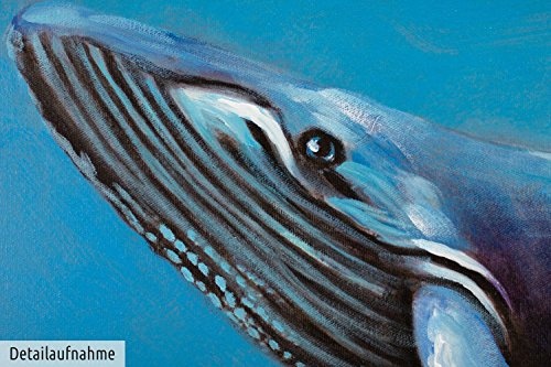 KunstLoft® Acryl Gemälde Underwater Titan 90x60cm | original handgemalte Leinwand Bilder XXL | Blauwal Meer Wasser Tier | Wandbild Acrylbild moderne Kunst einteilig mit Rahmen