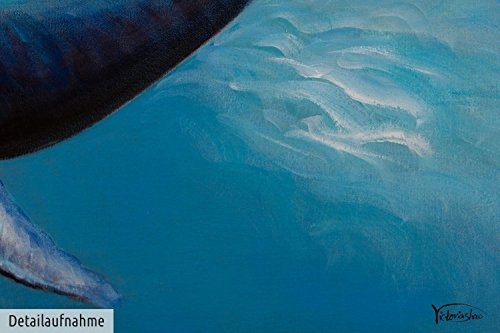 KunstLoft® Acryl Gemälde Underwater Titan 90x60cm | original handgemalte Leinwand Bilder XXL | Blauwal Meer Wasser Tier | Wandbild Acrylbild moderne Kunst einteilig mit Rahmen