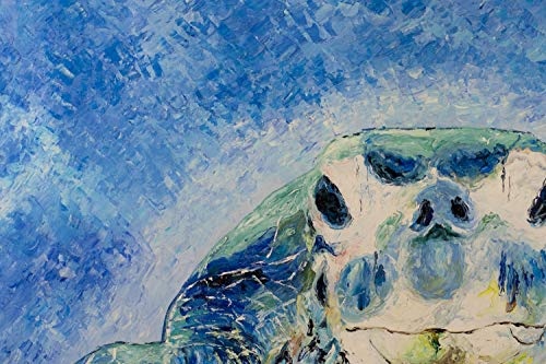 KunstLoft® XXL Gemälde Maritime Myth 180x120cm | original handgemalte Bilder | Schildkröte Meer Tier Blau | Leinwand-Bild Ölgemälde einteilig groß | Modernes Kunst Ölbild