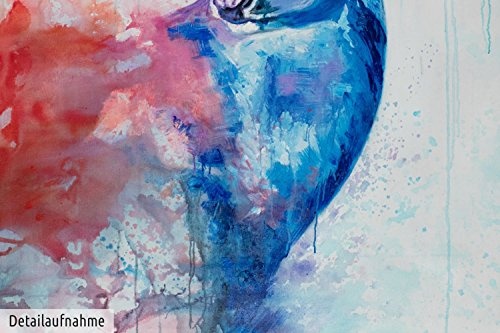KunstLoft® XXL Gemälde Oh deer 100x200cm | original handgemalte Bilder | Hirsch Tier Natur Blau Pink | Leinwand-Bild Ölgemälde einteilig groß | Modernes Kunst Ölbild
