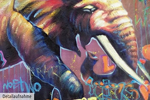 KunstLoft® XXL Gemälde Éléphant lumineux 180x120cm | original handgemalte Bilder | Bunt Elefant Tier Pop Art | Leinwand-Bild Ölgemälde einteilig groß | Modernes Kunst Ölbild