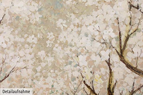 KunstLoft® Acryl Gemälde Allee voller Blüten 100x75cm | original handgemalte Leinwand Bilder XXL | Bäume Blüten Kirschblüten Landschaft Weiß Deko | Wandbild Acrylbild Moderne Kunst einteilig