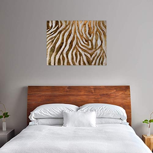 KunstLoft Acryl Gemälde Golden Zebra 100x75cm | original handgemalte Leinwand Bilder XXL | Zebra Muster mit goldenen Streifen | Wandbild Acrylbild moderne Kunst einteilig mit Rahmen