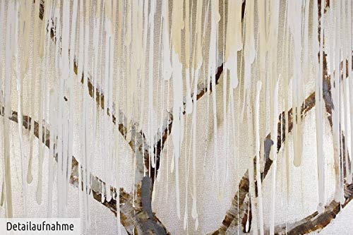 KunstLoft® Gemälde Trauerweide im Nebel in 150x50cm | XXL Leinwandbild handgemalt | Weißer abstrakt Baum Silber Schlafzimmer | Wandbild-Unikat | Acrylgemälde auf Leinwand | Acrylbild auf Keilrahmen