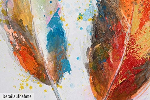 KunstLoft Acryl Gemälde Federleicht 60x60cm | original handgemalte Leinwand Bilder XXL | Feder Weich Soft Bunt | Wandbild Acrylbild moderne Kunst einteilig mit Rahmen