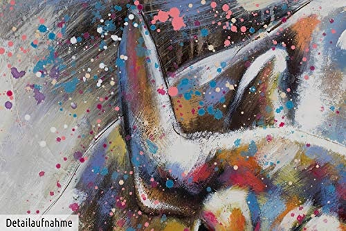 KunstLoft® Acryl Gemälde Zum Angriff 120x80cm | original handgemalte Leinwand Bilder XXL | Tier Stier Stolz Rot | Wandbild Acrylbild moderne Kunst einteilig mit Rahmen