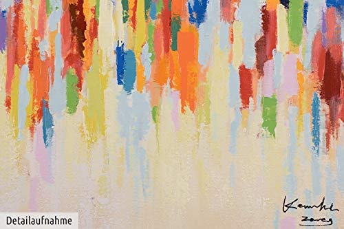 KunstLoft® Acryl Gemälde Weekend Happiness 120x60cm | original handgemalte Leinwand Bilder XXL | Deko Abstrakt Bunt Tupfer Muster | Wandbild Acrylbild moderne Kunst einteilig mit Rahmen