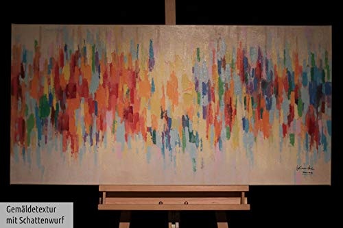 KunstLoft® Acryl Gemälde Weekend Happiness 120x60cm | original handgemalte Leinwand Bilder XXL | Deko Abstrakt Bunt Tupfer Muster | Wandbild Acrylbild moderne Kunst einteilig mit Rahmen