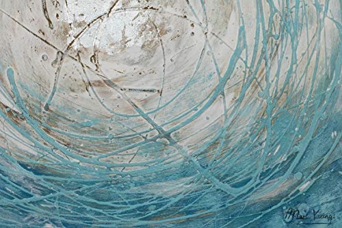 KunstLoft® Acryl Gemälde Stürme aus EIS 80x80cm | original handgemalte Leinwand Bilder XXL | Modern Kreis Weiß Blau | Wandbild Acrylbild Moderne Kunst einteilig mit Rahmen
