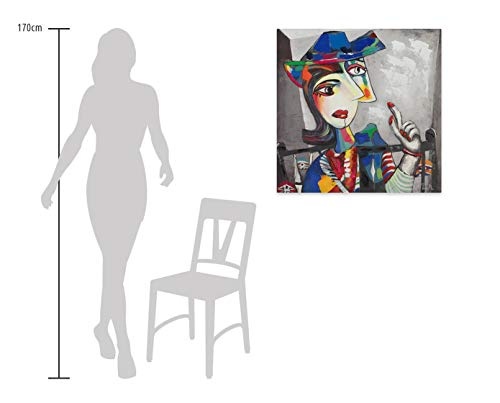 KunstLoft® Acryl Gemälde Double Life 80x80cm | original handgemalte Leinwand Bilder XXL | Abstrakt Frau Bunt Grau | Wandbild Acrylbild Moderne Kunst einteilig mit Rahmen