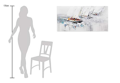 KunstLoft® Acryl Gemälde Endspurt 120x60cm | original handgemalte Leinwand Bilder XXL | Segelboote Schiffe Abstakt Boote | Wandbild Acrylbild moderne Kunst einteilig mit Rahmen