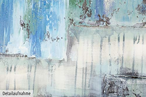 KunstLoft® Gemälde Tiefenentspannung in 80x120cm | Leinwandbild handgemalt | Abstrakt Blau Türkis Petrol | Wandbild-Unikat | Acrylgemälde auf Leinwand für Schlafzimmer | Acrylbild auf Keilrahmen