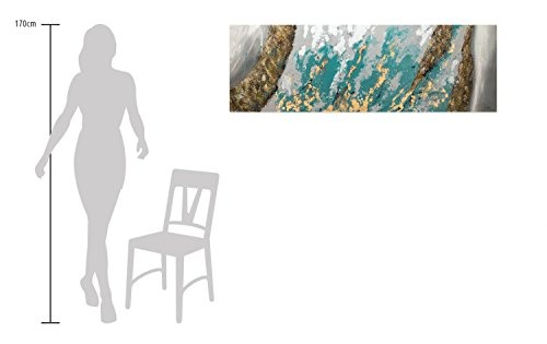 KunstLoft Acryl Gemälde Glacial Shore 150x50cm | original handgemalte Leinwand Bilder XXL | Abstrakt Blau Grau Gold | Wandbild Acrylbild moderne Kunst einteilig mit Rahmen
