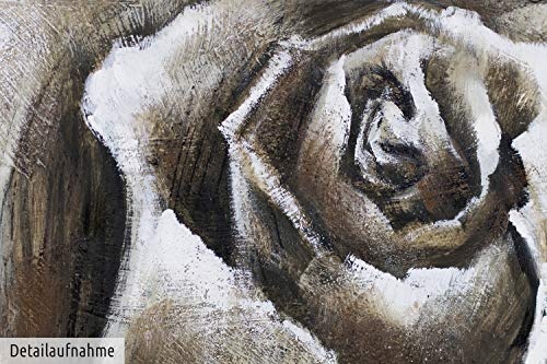 KunstLoft® Acryl Gemälde Roses are Grey 80x80cm | original handgemalte Leinwand Bilder XXL | Rose Blüte Grau Schwarz-Weiß Shabby | Wandbild Acrylbild moderne Kunst einteilig mit Rahmen