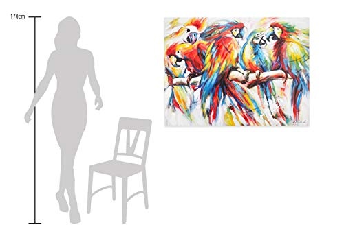 KunstLoft® Acryl Gemälde Parrots in Love 120x90cm | original handgemalte Leinwand Bilder XXL | Modern Papagei AST Bunt | Wandbild Acrylbild Moderne Kunst einteilig mit Rahmen