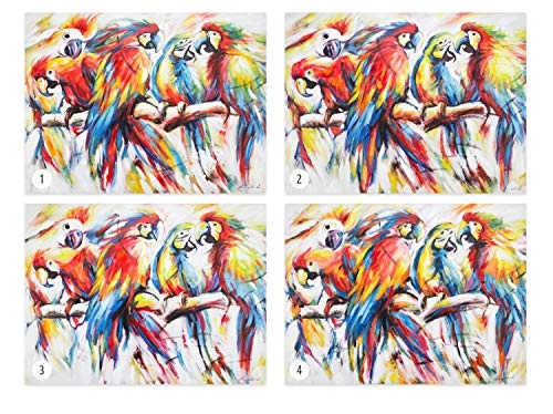 KunstLoft® Acryl Gemälde Parrots in Love 120x90cm | original handgemalte Leinwand Bilder XXL | Modern Papagei AST Bunt | Wandbild Acrylbild Moderne Kunst einteilig mit Rahmen