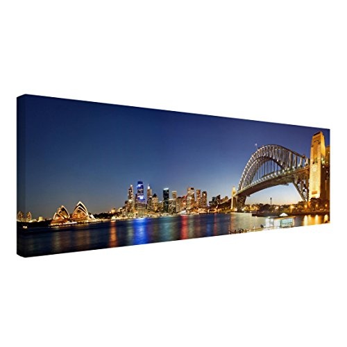 Bilderwelten Leinwandbild - Sydney at Night - Panorama Quer, 40cm x 120cm