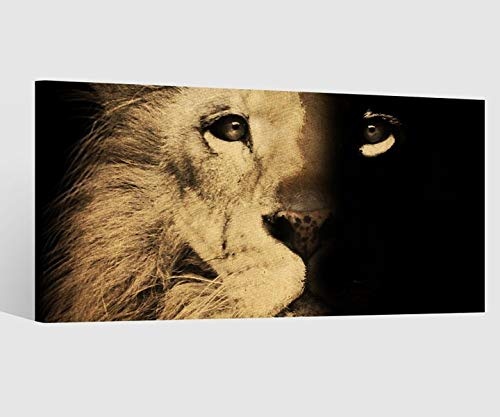 Leinwandbild Löwe Gesicht Hälfte Mähne Afrika abstrakte Kunst Vintage Leinwand Bild Bilder Tierwelt Wandbild Holz Leinwandbilder Kunstdruck vom Hersteller 9AB834, Leinwand Größe 1:60x30cm