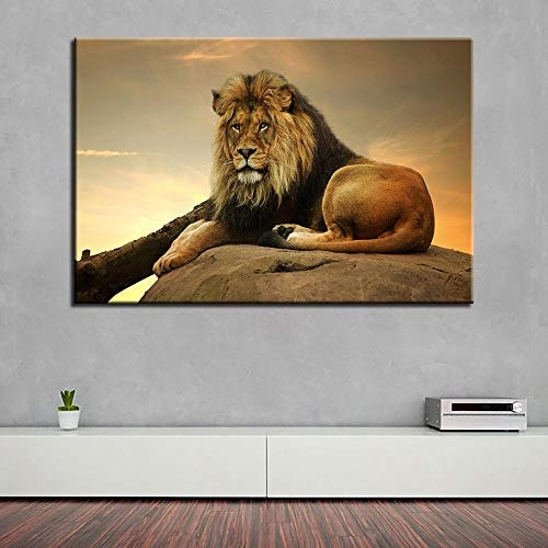 GZHMW Leinwandbild Afrikanischer Löwe 120x80cm...
