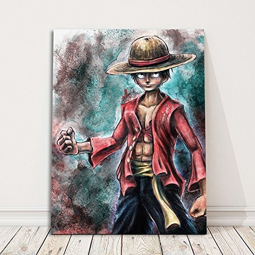 Feeby. Wandbild - 1 Teilig - 50x70 cm, Leinwand Bild Leinwandbilder Bilder Wandbilder Kunstdruck, Barrett Biggers - Anime Fantasy Rot