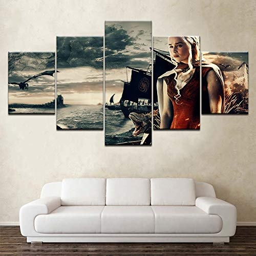 JSBVM Zuhause dekorativ Leinwanddruck Malerei Wandkunst 5 Stücke Game of Thrones Fernsehen Poster Für Wohnzimmer Wand Dekoration,A,30×50×2+30×70×2+30×80×1